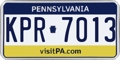 PA license plate KPR7013