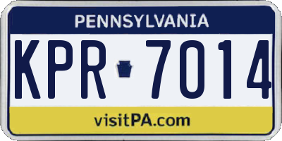 PA license plate KPR7014