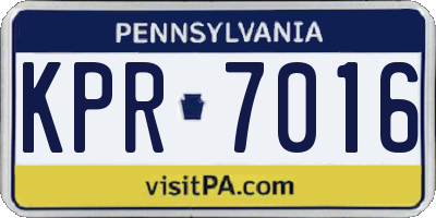 PA license plate KPR7016
