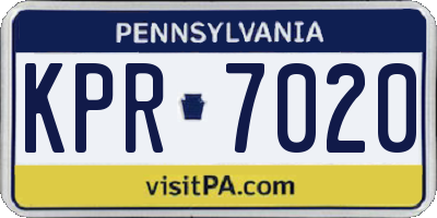 PA license plate KPR7020