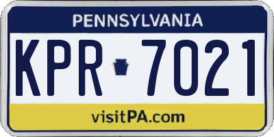 PA license plate KPR7021