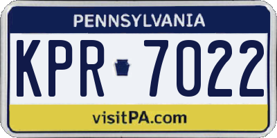 PA license plate KPR7022