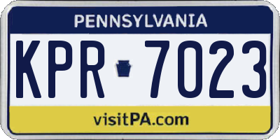 PA license plate KPR7023