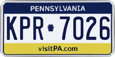 PA license plate KPR7026