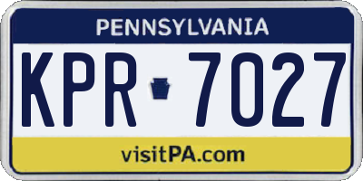 PA license plate KPR7027