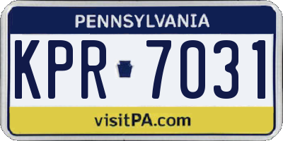 PA license plate KPR7031