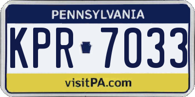 PA license plate KPR7033