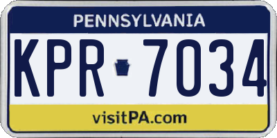 PA license plate KPR7034