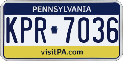 PA license plate KPR7036
