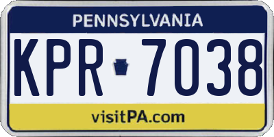PA license plate KPR7038