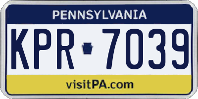 PA license plate KPR7039