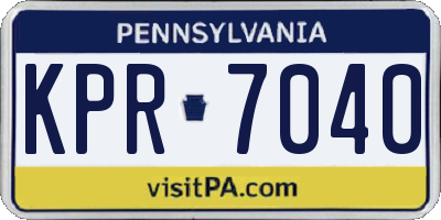 PA license plate KPR7040