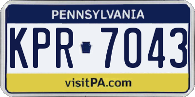 PA license plate KPR7043