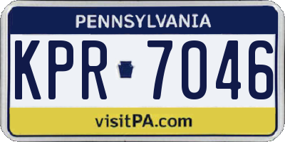 PA license plate KPR7046