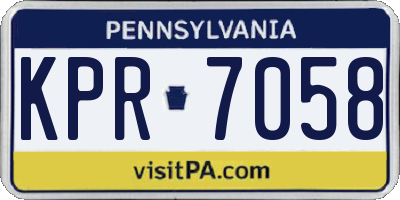 PA license plate KPR7058
