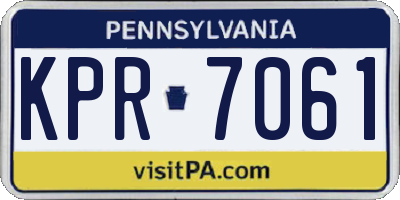 PA license plate KPR7061