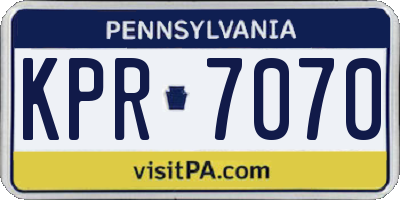 PA license plate KPR7070