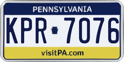 PA license plate KPR7076