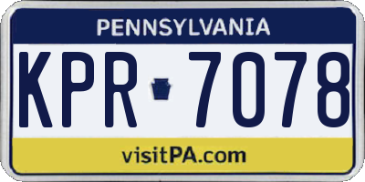 PA license plate KPR7078