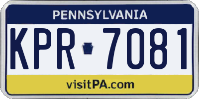 PA license plate KPR7081