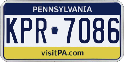 PA license plate KPR7086