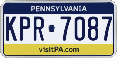 PA license plate KPR7087