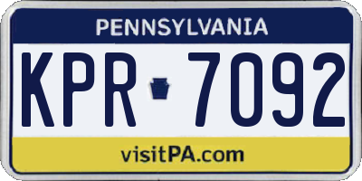 PA license plate KPR7092