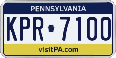 PA license plate KPR7100