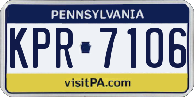 PA license plate KPR7106