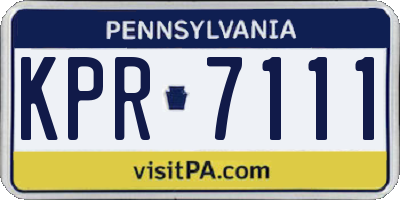 PA license plate KPR7111
