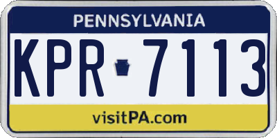 PA license plate KPR7113
