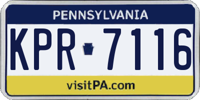 PA license plate KPR7116