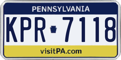 PA license plate KPR7118