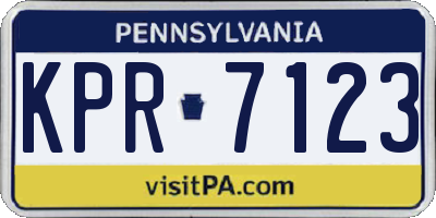 PA license plate KPR7123