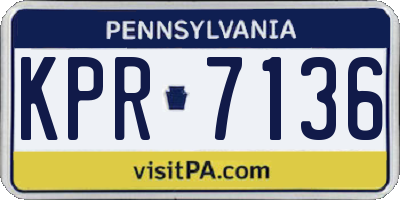 PA license plate KPR7136