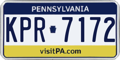PA license plate KPR7172