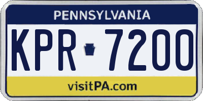 PA license plate KPR7200