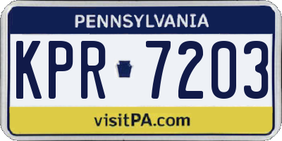 PA license plate KPR7203