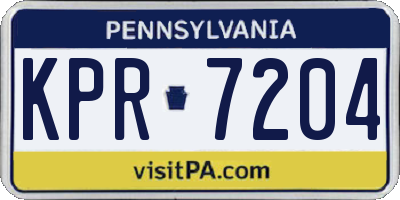 PA license plate KPR7204