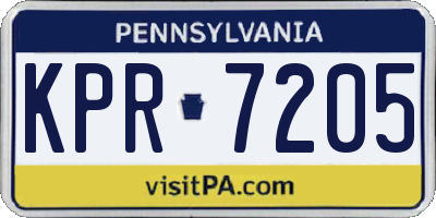 PA license plate KPR7205