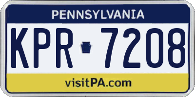 PA license plate KPR7208