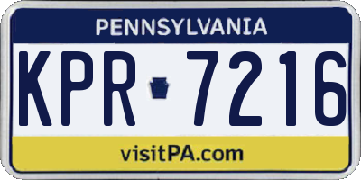 PA license plate KPR7216