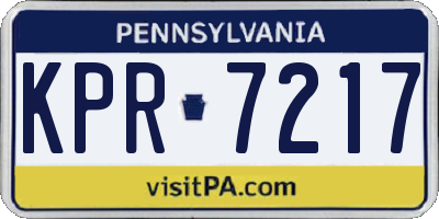 PA license plate KPR7217
