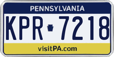 PA license plate KPR7218