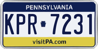 PA license plate KPR7231