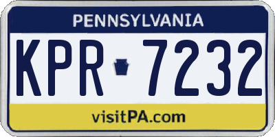 PA license plate KPR7232