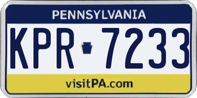 PA license plate KPR7233