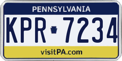 PA license plate KPR7234