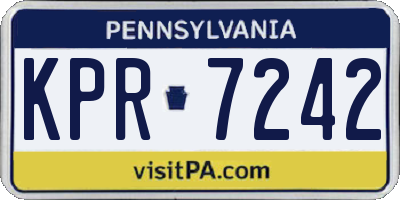 PA license plate KPR7242