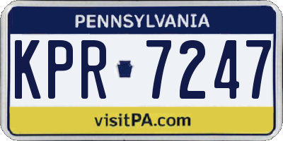 PA license plate KPR7247